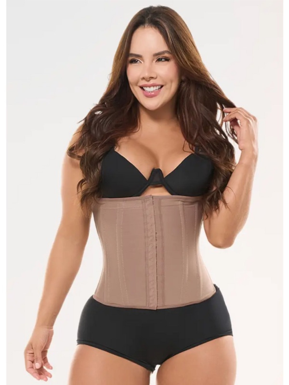 High-Compression Waist Trainer Corset in Tan for Women